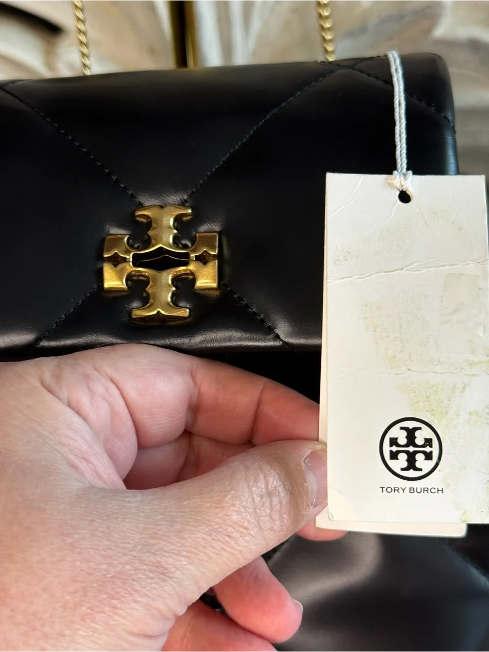 Tory Burch Black Quilted Leather Mini Backpack with Gold Logo NWT and Dustbag